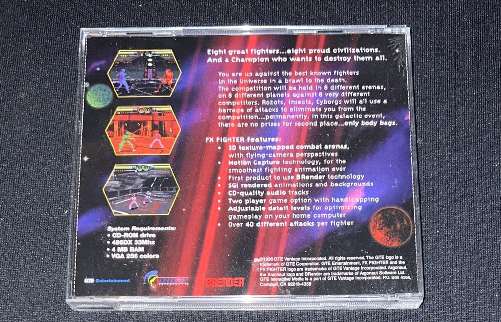 FX FIGHTER CD ROM PC BIG BOX COMPLETE WITH COMIC! 1995 GTE RARE Scratch Free Cd - Darktower Media