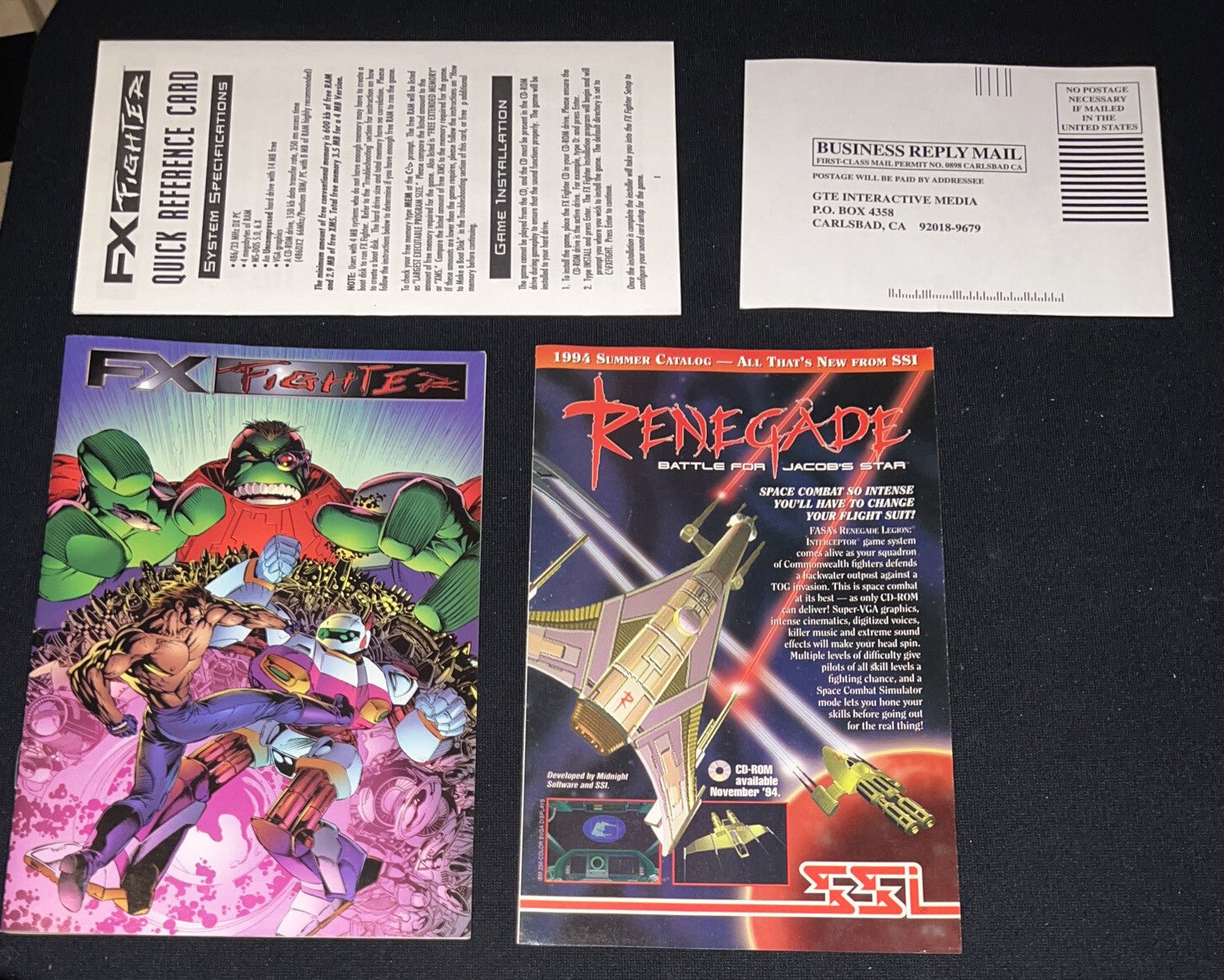 FX FIGHTER CD ROM PC BIG BOX COMPLETE WITH COMIC! 1995 GTE RARE Scratch Free Cd - Darktower Media