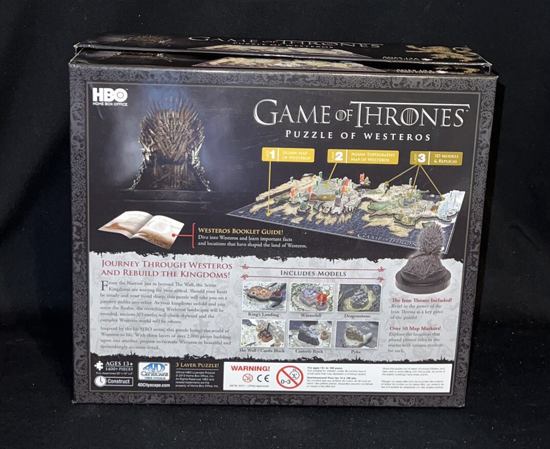 Game of Thrones Puzzle Of Westeros jigsaw Puzzle 1400+ pieces 4D Sealed Pieces - Darktower Media