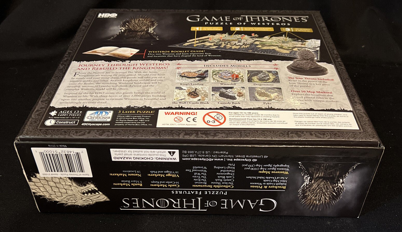 Game of Thrones Puzzle Of Westeros jigsaw Puzzle 1400+ pieces 4D Sealed Pieces - Darktower Media