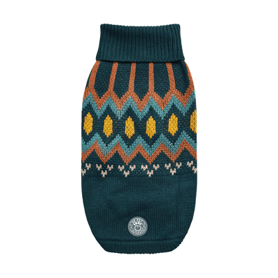 GF PET Heritage Teal Turtleneck Sweater Unisex Vintage Native Design