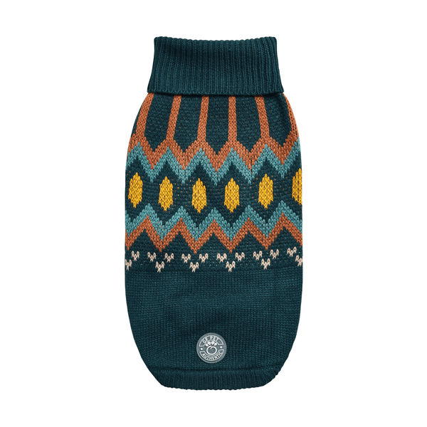 GF PET Heritage Teal Turtleneck Sweater Unisex Vintage Native Design - Darktower Media