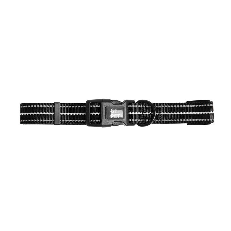 GF PET Reflective Dog Collar Black Adjustable Nylon For Night Walks - Darktower Media