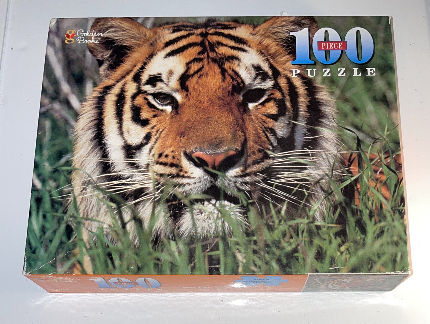 Golden Books 100 Piece Puzzle Tiger In Tall Grass Factory Sealed 1998 - Darktower Media