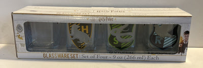 Harry Potter House Crest 4-Pack Rocks Glassware Set Multi-Color 9 oz each NIB