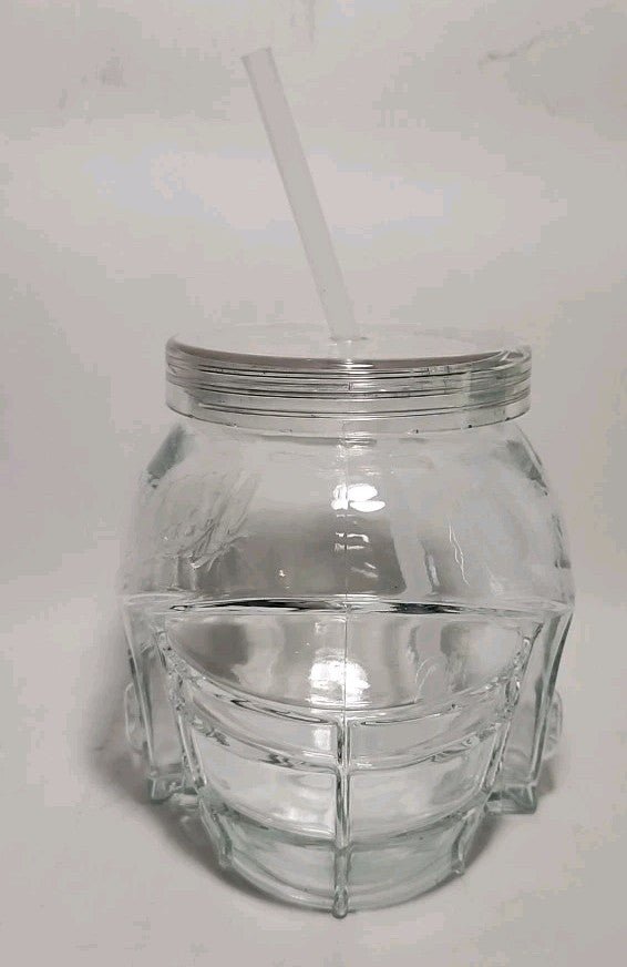 Helmet Shaped Drinking Glass With Lid And Straw Large - Darktower Media
