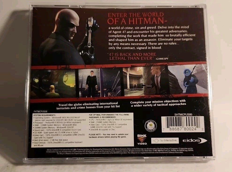 Hitman Contracts - Pc Game 2 Disc CD - ROM with manual Near Mint 2004 Win XP - Darktower Media