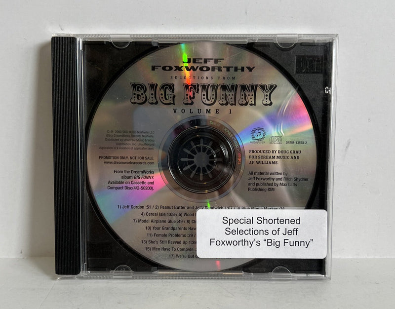 JEFF FOXWORTHY Big Funny Selections Vol 1 RARE PROMO CD 2000 Scratch free - Darktower Media