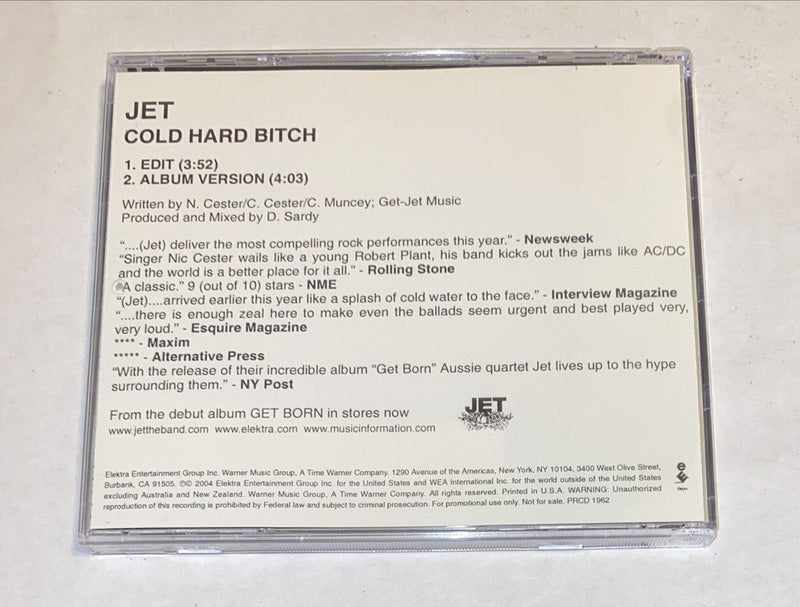 JET Cold Hard Bitch 2 Tracks PROMO DJ CD single 2004 USA Unplayed - Darktower Media