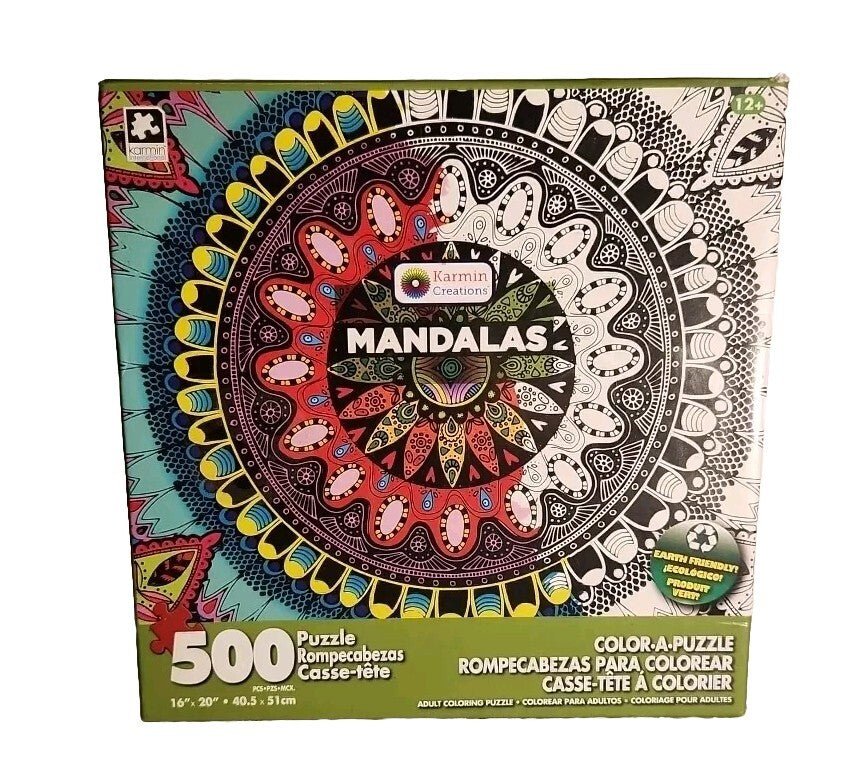 Karmin Mandalas Color A Puzzle Adult Coloring Puzzle 500 PC 16 X 20 NEW - Darktower Media