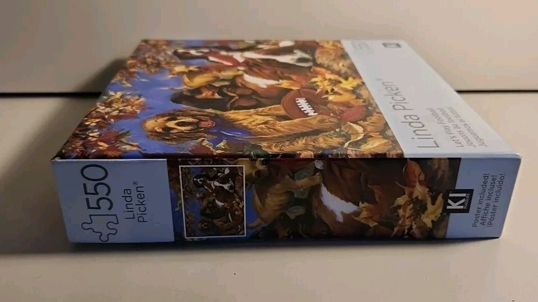 Linda Picken Jigsaw Puzzle "Let's Play Football" 550 Pieces 24"x18" Factory seal - Darktower Media