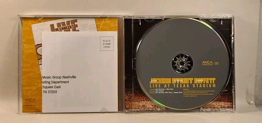 "Live at Texas Stadium" by Jackson, Alan /Strait, George /Buffett, Jimmy CD 3604 - Darktower Media