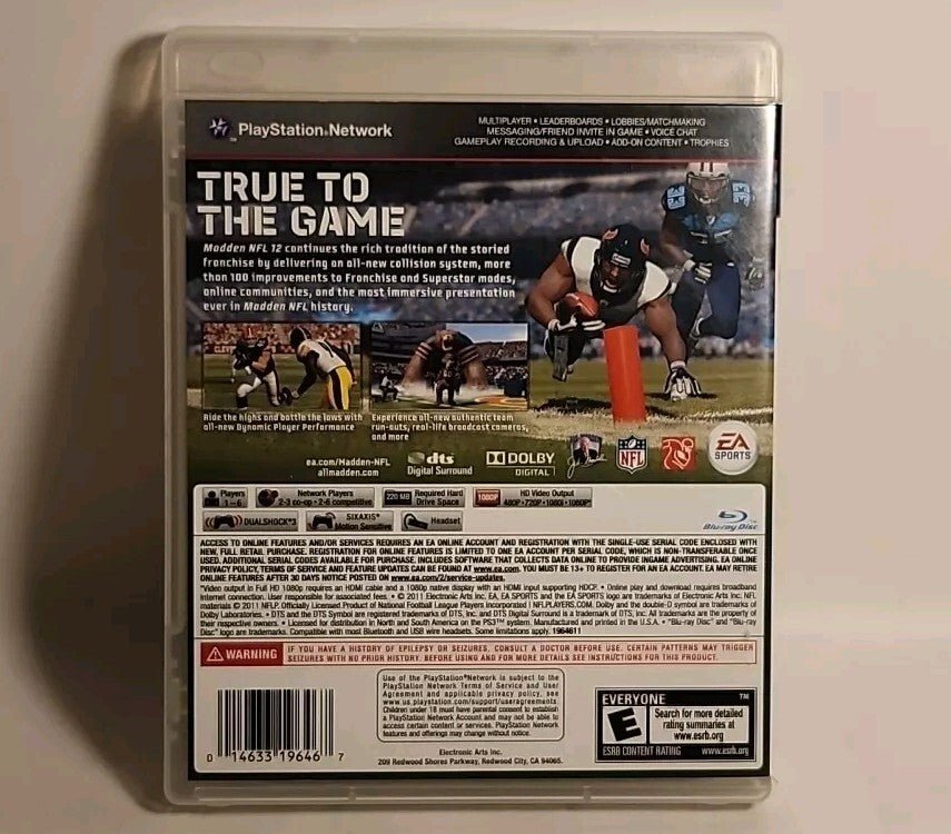 Madden NFL 12 (Sony PlayStation 3, 2011) Complete with manual NM r1s7 0762 - Darktower Media