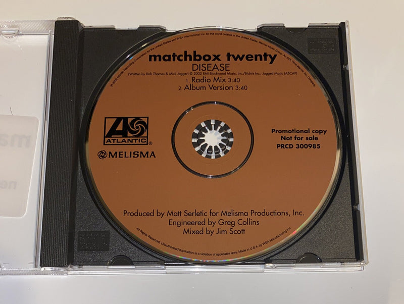 Matchbox Twenty - Disease 2002 U.S. promo cd - Rare! Unplayed ! Mint Disc - Darktower Media