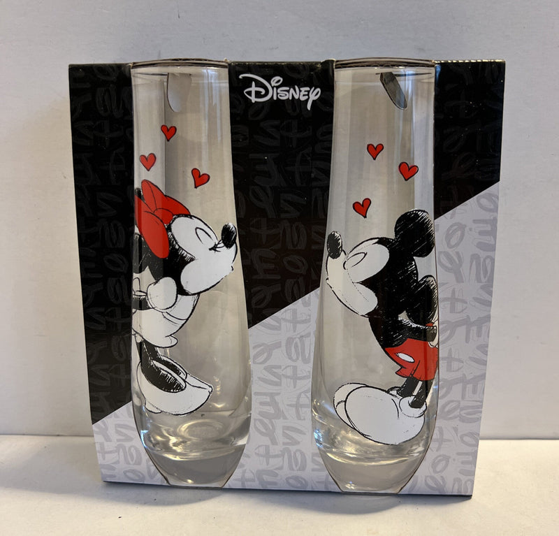 Mickey and Minnie Kiss Hearts Stemless Fluted Glassware Exclusive | Set of 2 NIB - Darktower Media