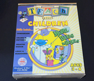 MORE BUGS IN BOXES, TEACH YOUR CHILDREN,  Cd AGES 3-6 PC & MAC 1996 Big Box Euc