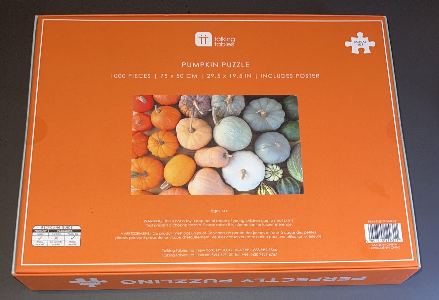 New Pumpkins Jigsaw Puzzle 1000 Pieces Gourds Perfectly Puzzling with Poster - Darktower Media