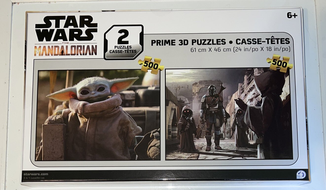 NIB Star Wars the Mandalorian PRIME 3D Puzzles, 2 - pack 500pc Each Baby Yoda - Darktower Media