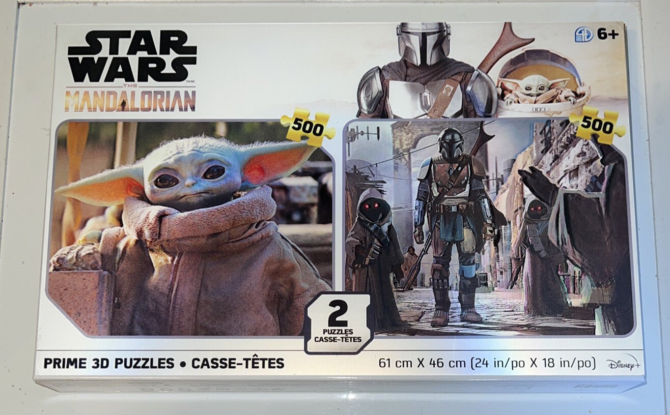 NIB Star Wars the Mandalorian PRIME 3D Puzzles, 2 - pack 500pc Each Baby Yoda - Darktower Media