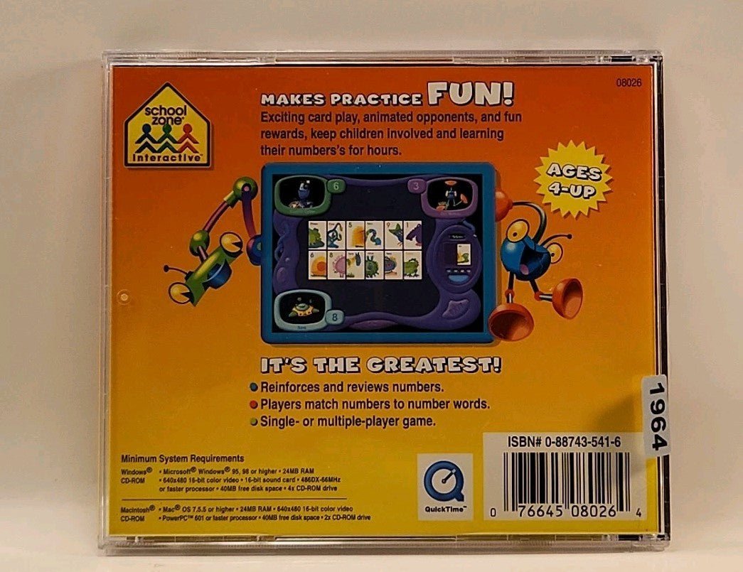 Old Maid Card Game CD - Rom Game School Zone Windows 98 w1s2 1964 - Darktower Media