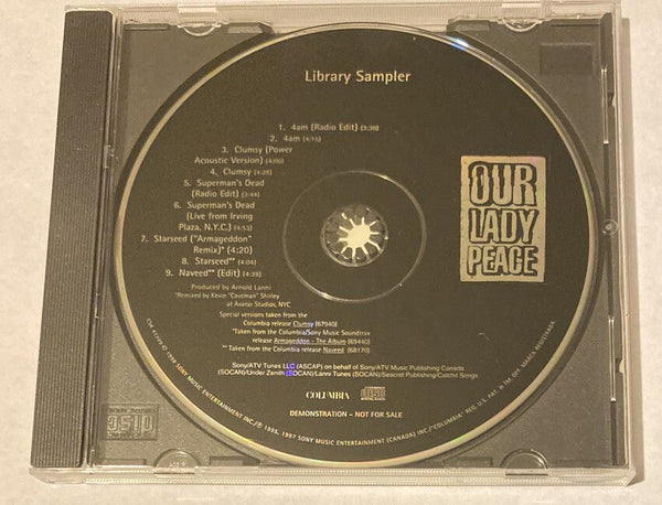 Our Lady Peace - Library Sampler Rare Radio Station Copy Unplayed Like New - Darktower Media
