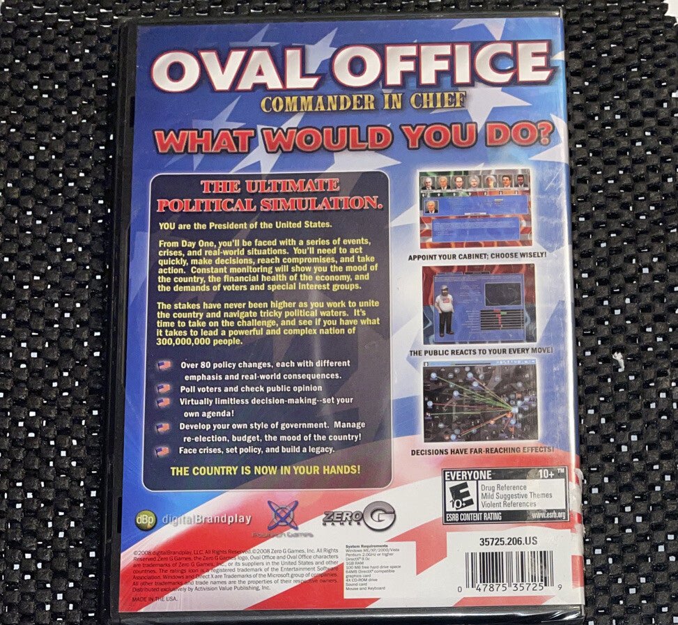 Oval Office: Commander in Chief (PC, 2008) PC CD New Sealed Free First Class Sh - Darktower Media