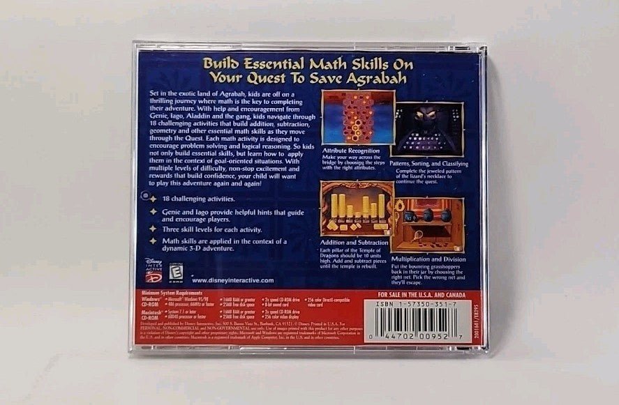 PC - CD ROM (1997) - Disney's Aladdin: MathQuest JC w1 4357 - Darktower Media
