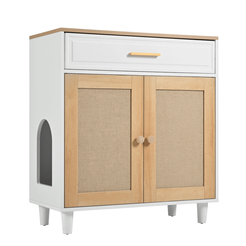 Pet Friendly Furniture Style Cat Litter Box With Sisal Door And Charging Socket - Darktower Media