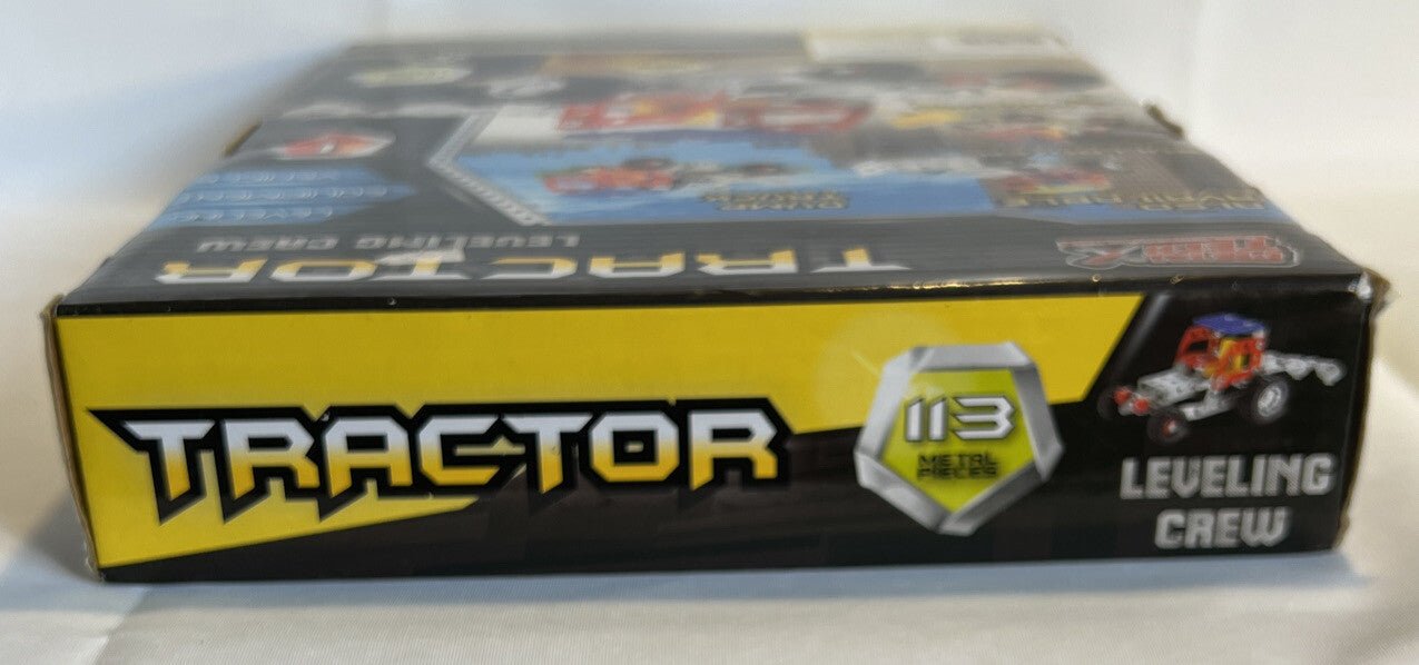 Rare METAL TECH BOX TRACTOR Leveling CREW CONSTRUCTION Toy NEW Sealed 113 Pieces - Darktower Media