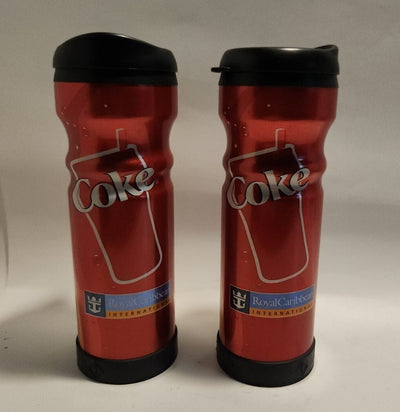 Royal Caribbean Aluminum Coke Coca Cola Travel Mug Collectible 2 Pack Unused