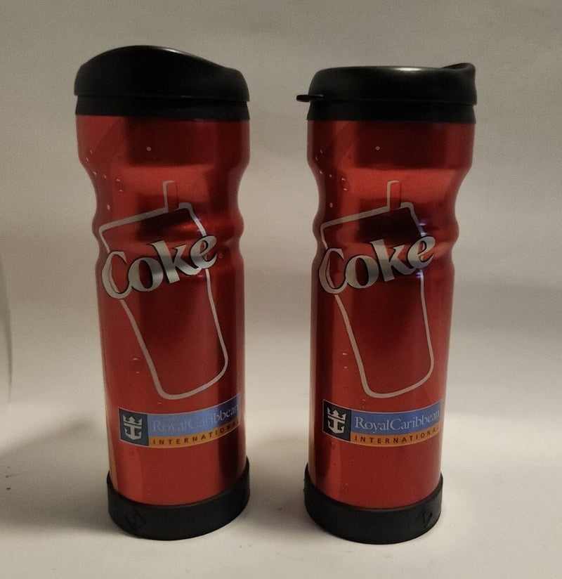 Royal Caribbean Aluminum Coke Coca Cola Travel Mug Collectible 2 Pack Unused - Darktower Media