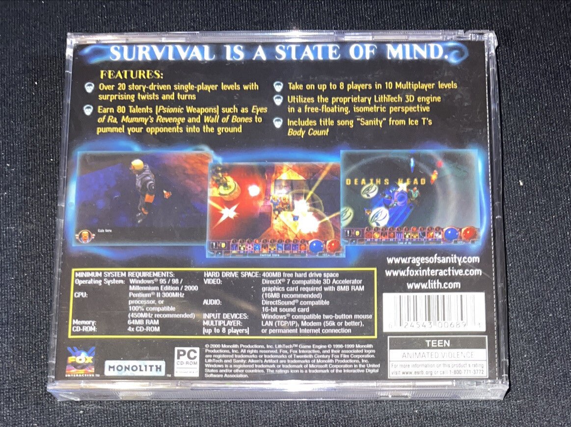 Sanity Aiken's Artifact Big Box PC Game Ice T Body Count Best Buy Excl Bonus Cd - Darktower Media