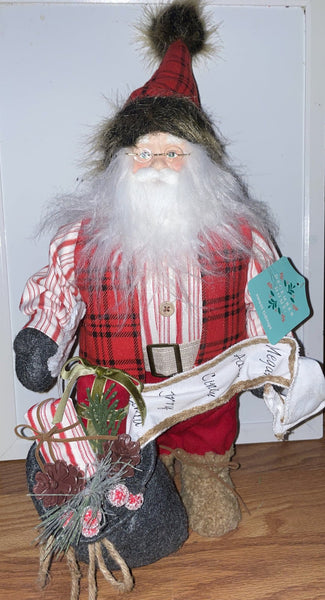 Santa Claus With Feather And Long Hat ! Christmas Statue Figurine NEW 16” - Darktower Media