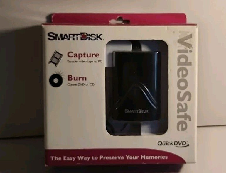 Smartdisc VIDEOSAFE USB Convert VHS Tape To PC CD DVD For WIN XP or 2000 Only - Darktower Media