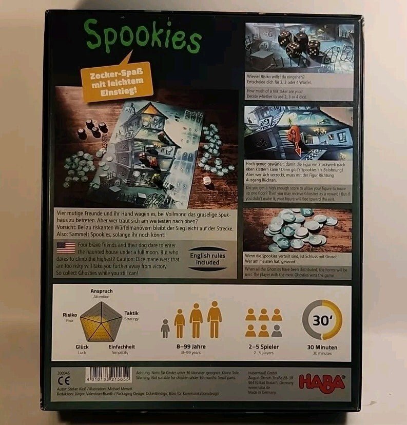 Spookies Haba Stefan Klob Haunted House Board Game German English 2 - 5 Players - Darktower Media
