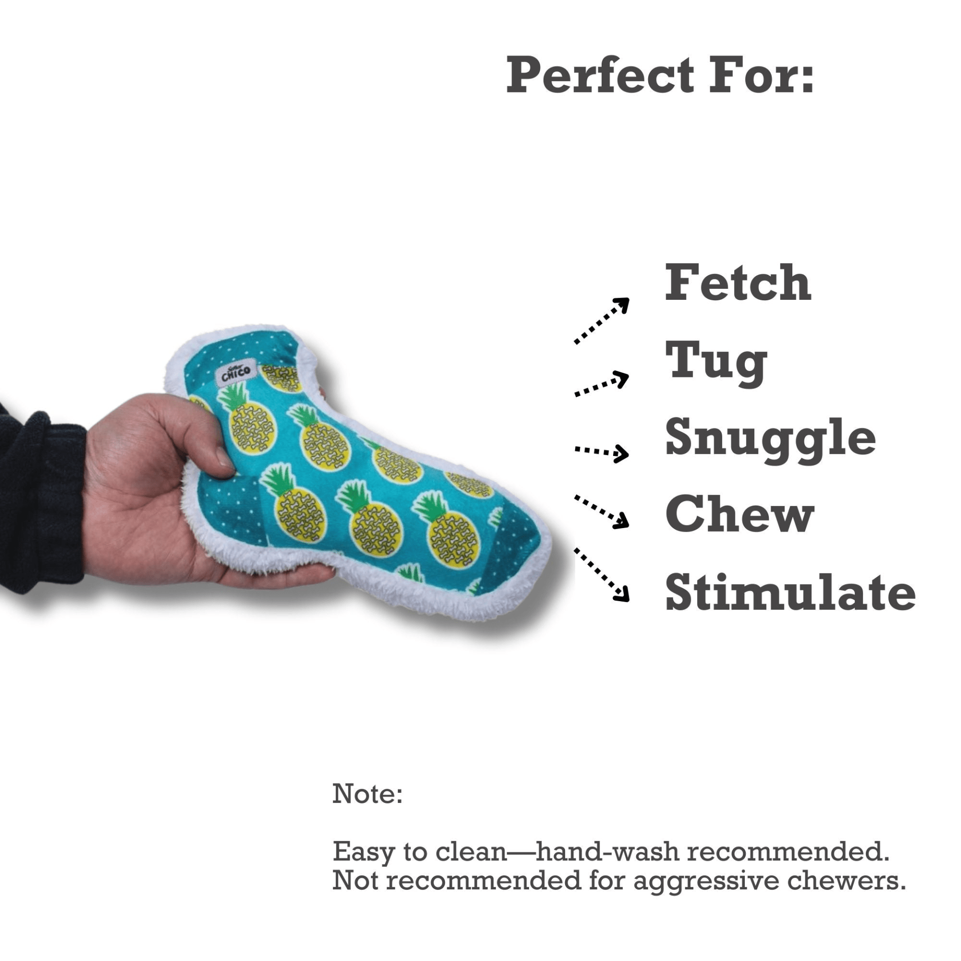 Squeaky Sock Plush Dog Toy – Whimsy Wonders Pineapple Design - Darktower Media