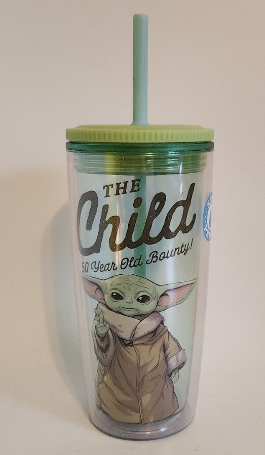 Star Wars Mandalorian Tumbler with Straw - 20oz - The Child - 50 Year Old Bounty - Darktower Media