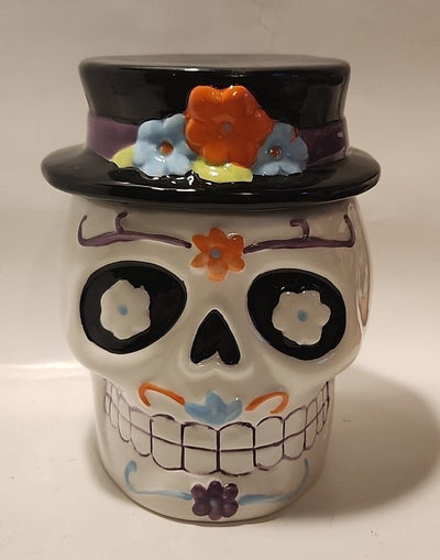 Sugar Skull Day of the Dead Ceramic Decor 6 3/4” Halloween