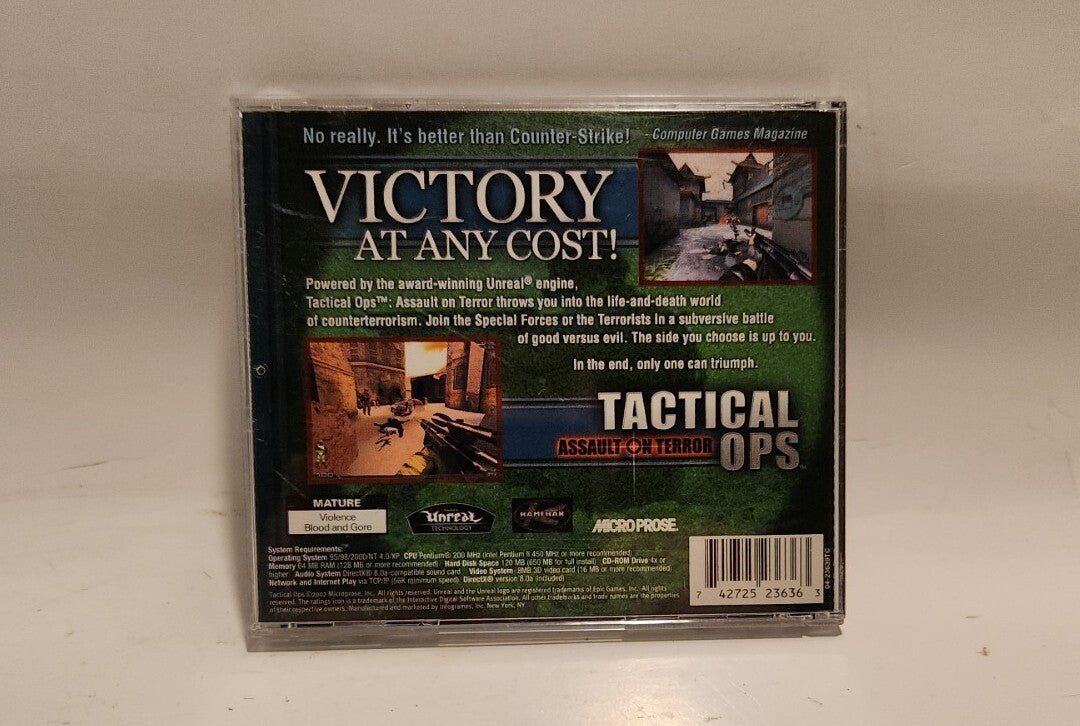 Tactical Ops Assault on Terror CD ROM PC Game Microprose 2002 Rated M - Darktower Media