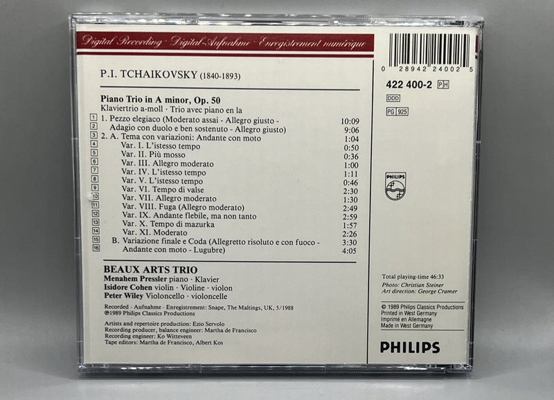 Tchaikovsky: Piano Trio, Op. 50 (CD, Philips) Scratch Free W Germany 1999 - Darktower Media