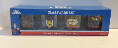 Ted Lasso 9-Ounce Mini Rocks Glasses | Set of 4 Silver Buffalo NIB