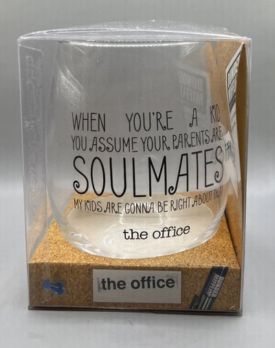 The Office Soulmates  20oz Tear Drop Glass Stemless Wine Glass - NIB