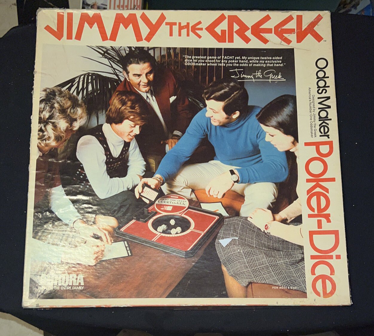 Vintage Aurora 1974 Jimmy The Greek Odds Maker Poker Dice Game Complete - Darktower Media