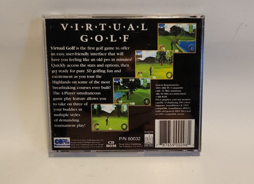 Virtual Golf IBM PC CD Rom 1995 Core Design Golf Game Windows 95 DOS - Darktower Media