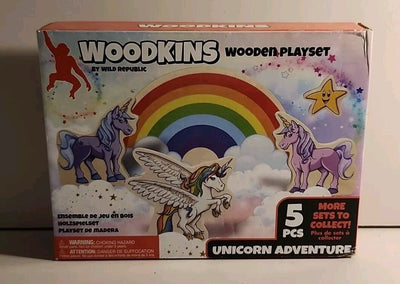 Woodkins UNICORN ADVENTURE 5-PIece Wooden Playset by Wild Republic NEW